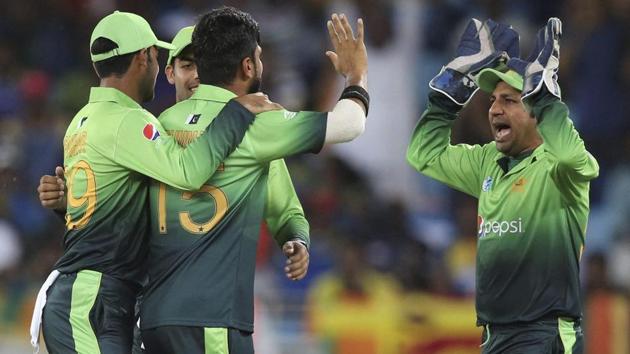 Pakistan cricket team defeated Sri Lanka in first ODI in Dubai. Get full cricket score of Pakistan vs Sri Lanka, 1st ODI here.(AP)