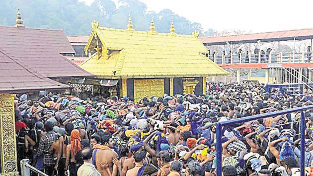Huge crowd of devotees at Ayyappa Temple in Sabarimala. (PTI File Photo) Huge crowd of devotees at Ayyappa Temple in Sabarimala. (PTI File Photo)