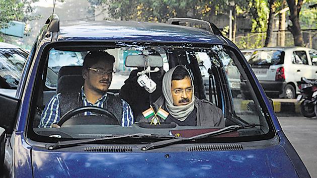 Delhi Chief Ministar Arvind Kejriwal blue car (in pic) has been stolen.(Hindustan Times)