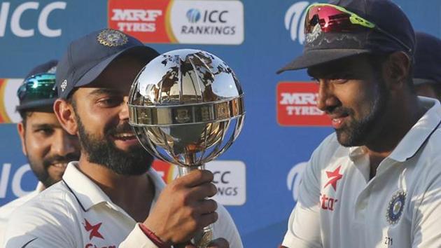 The Virat Kohli-led Indian cricket team are No.1 in International Cricket Council’s Test rankings.(AP)