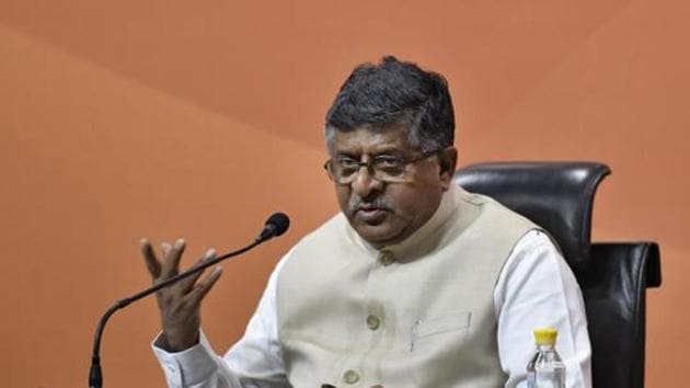 Law minister Ravi Shankar Prasad during the press conference at BJP Headquarter in New Delhi, India, on Friday, May 12, 2017. (Ravi Choudhary/HT PHOTO File) Law minister Ravi Shankar Prasad during the press conference at BJP Headquarter in New Delhi, India, on Friday, May 12, 2017. (Ravi Choudhary/HT PHOTO File)