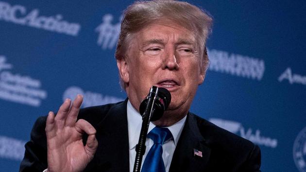 US President Donald Trump speaks during the Family Research Council's 2017 Value Voters Summit on October 13, 2017 in Washington, DC. (AFP) US President Donald Trump speaks during the Family Research Council's 2017 Value Voters Summit on October 13, 2017 in Washington, DC. (AFP)