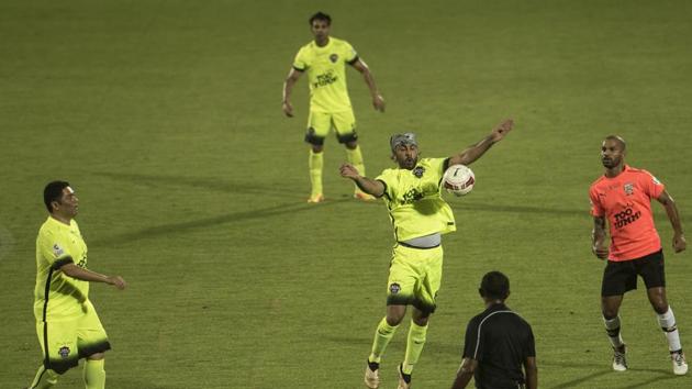 All Stars won the contest 7-3, with Dhoni scoring two goals. (Satish Bate/HT Photo)