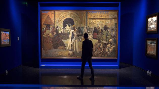 A view inside the new Yves Saint Laurent museum in the Moroccan city of Marrakesh. (AFP) A view inside the new Yves Saint Laurent museum in the Moroccan city of Marrakesh. (AFP)