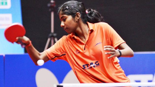 India’s Selena Selvakumar completed a golden sweep in the Egypt Junior and Cadet table tennis Open. (HT Photo) India’s Selena Selvakumar completed a golden sweep in the Egypt Junior and Cadet table tennis Open. (HT Photo)