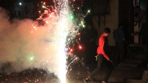 The metallic compounds that colour the explosions in firecrackers can damage the brain, lungs and hamper bone growth among children. (Bhushan Koyande/HT Photo) The metallic compounds that colour the explosions in firecrackers can damage the brain, lungs and hamper bone growth among children. (Bhushan Koyande/HT Photo)