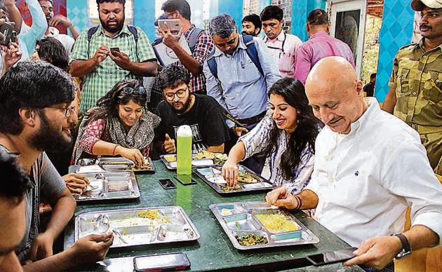 Anupam Kher at FTII, Pune on Monday. (HT PHOTO) Anupam Kher at FTII, Pune on Monday. (HT PHOTO)