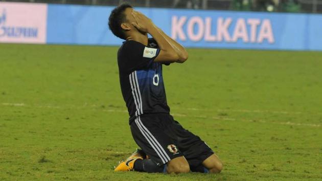 Japan footballer reacts after his team’s defeat against England. (samir jana/ht photo) Japan footballer reacts after his team’s defeat against England. (samir jana/ht photo)