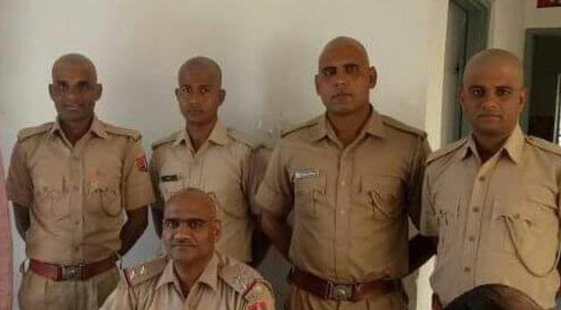 Several policemen in the state have shaved their heads as a protest. (HT Photo) Several policemen in the state have shaved their heads as a protest. (HT Photo)