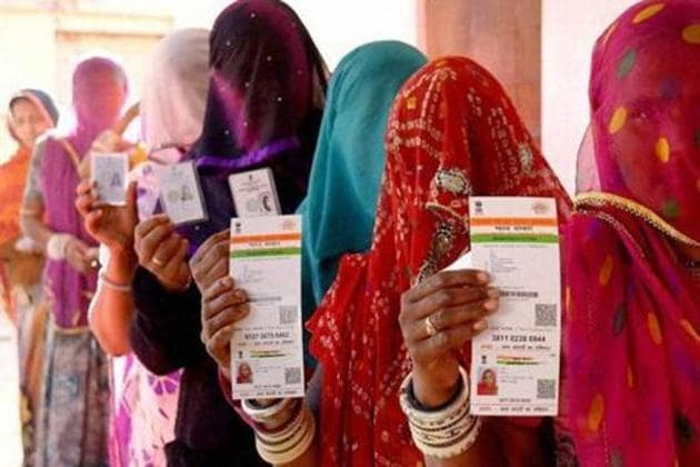 Women stand in a queue to vote for Ajmer district panchayat elections in 2016. A man from Jalore district moved the Rajasthan High Court after he was disqualified from contesting panchayat elections because he has three children, including a disabled one.(PTI Photo)
