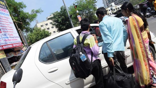 Private taxis and cab aggregaters saw an increased demand for their services following the bus strike on Tuesday. (HT PHOTO) 