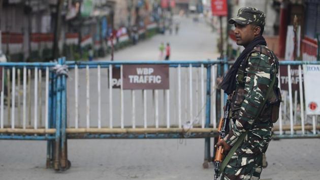 A paramilitary forces soldier stands guard along a road in Kalimpong.(AFP file photo)