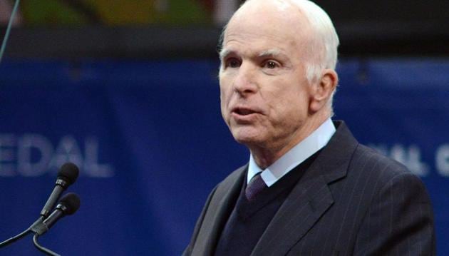 Sen. John McCain makes remarks after receiving the the 2017 Liberty Medal from former Vice President Joe Biden (not shown) at the National Constitution Center on October 16, 2017 in Philadelphia, Pennsylvania. (AFP) Sen. John McCain makes remarks after receiving the the 2017 Liberty Medal from former Vice President Joe Biden (not shown) at the National Constitution Center on October 16, 2017 in Philadelphia, Pennsylvania. (AFP)