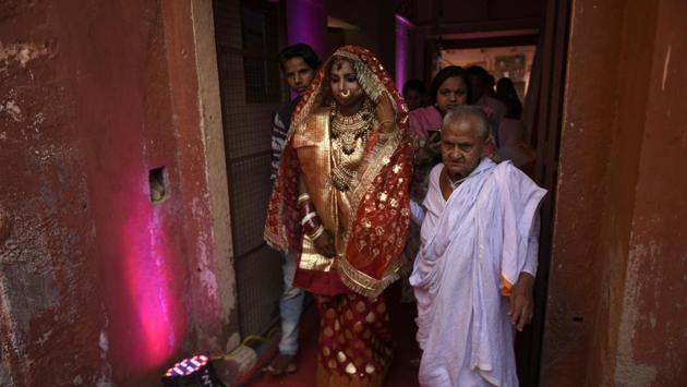 For the widows ushering in the remarriage, this was their Diwali celebration. (Burhaan Kinu / HT Photo)