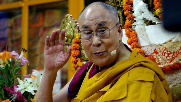 Tibetan spiritual leader the Dalai Lama at a press conference in Imphal on Wednesday called for making the world a cohesive entity akin to the EU.(HT File Photo)
