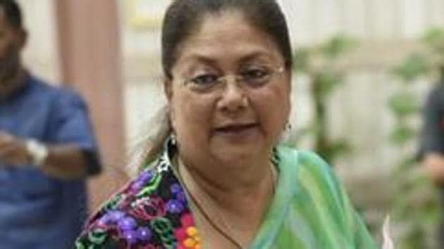 Rajasthan chief minister Vasundhara Raje. (HT PHOTO) Rajasthan chief minister Vasundhara Raje. (HT PHOTO)