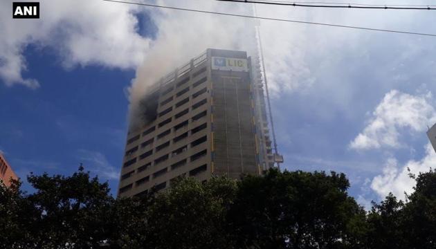 Fire breaks out at LIC building on Jawahar Lal Nehru road in Kolkata. (ANI Photo) Fire breaks out at LIC building on Jawahar Lal Nehru road in Kolkata. (ANI Photo)