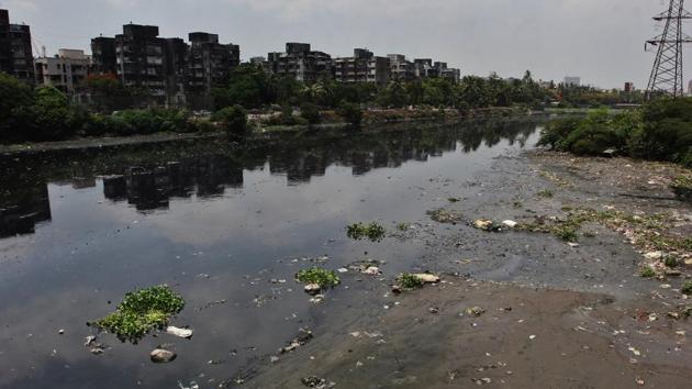 The 15-km Mithi River starts from Powai, courses through Kurla, Saki Naka, Kalina and Vakola and meets the Arabian Sea at Mahim creek.(HT FILE)