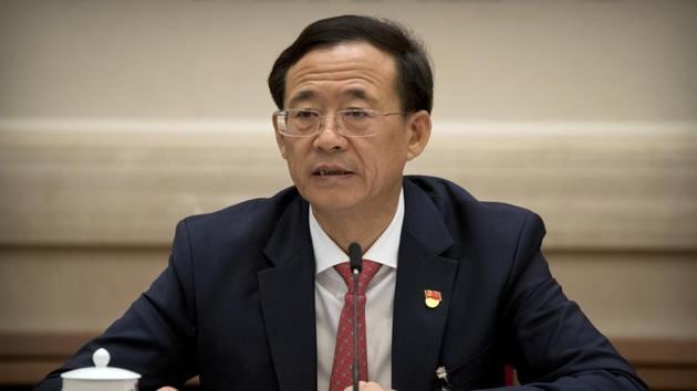 In this photo from October 19, 2017, Liu Shiyu, chairman of the China Securities Regulatory Commission, speaks during a discussion group meeting held on the sidelines of the 19th Communist Party congress at the Great Hall of the People in Beijing. Liu accused the former party secretary of Chongqing, Sun Zhengcai, of plotting a coup against the party leadership in the clearest explanation yet of the abrupt firing of the former rising star.(AP) In this photo from October 19, 2017, Liu Shiyu, chairman of the China Securities Regulatory Commission, speaks during a discussion group meeting held on the sidelines of the 19th Communist Party congress at the Great Hall of the People in Beijing. Liu accused the former party secretary of Chongqing, Sun Zhengcai, of plotting a coup against the party leadership in the clearest explanation yet of the abrupt firing of the former rising star.(AP)