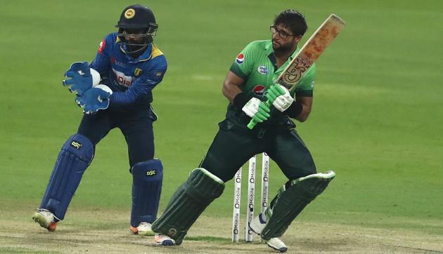 Imam-ul-Haq of Pakistan cricket team glances the ball to the outfield during his century innings against Sri Lanka cricket team in the third ODI at Zayed Cricket Stadium in Abu Dhabi on Wednesday.(Getty Images)