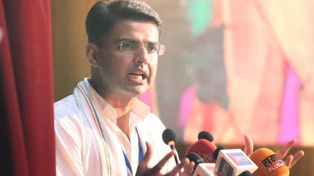 State Congress President Sachin Pilot addressing a convention in Jaipur, Rajasthan, on September 14, 2017. (HT File Photo) State Congress President Sachin Pilot addressing a convention in Jaipur, Rajasthan, on September 14, 2017. (HT File Photo)