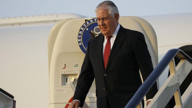 US secretary of state Rex Tillerson steps off his plane as he arrives at King Salman Air Base on October 21 in Riyadh, Saudi Arabia. (AFP Photo) US secretary of state Rex Tillerson steps off his plane as he arrives at King Salman Air Base on October 21 in Riyadh, Saudi Arabia. (AFP Photo)