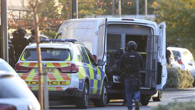 Police at the scene at Bermuda Park in Nuneaton, central England, where they are dealing with an ongoing incident, Sunday Oct. 22, 2017. (AP Photo) Police at the scene at Bermuda Park in Nuneaton, central England, where they are dealing with an ongoing incident, Sunday Oct. 22, 2017. (AP Photo)