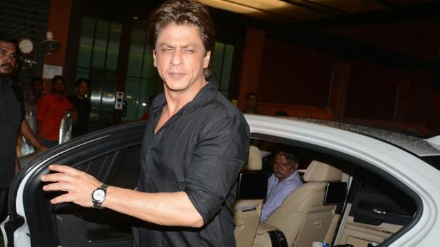 Actor Shah Rukh Khan at Arpita Khan's residence for Pre-Diwali celebration in Mumbai.(IANS)