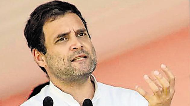 Congress vice-president Rahul Gandhi addresses a rally.(HT File)