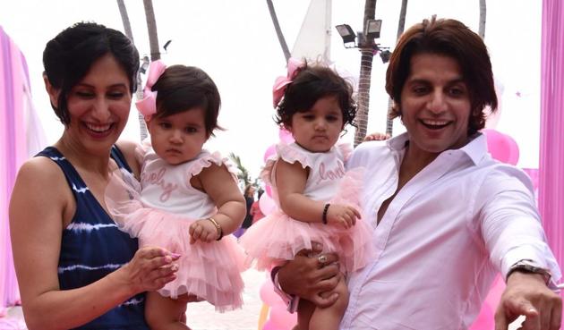 Karanvir Bohra and his wife Teejay celebrate the first birthday of their daughters Raya Bella and Vienna.
