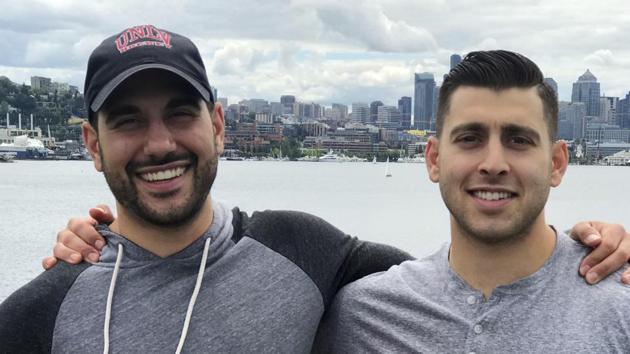 Nicholas (Nick) Robone, 28, left, and his brother Anthony (Tony), 25, are seen in this 2017 photo during a trip to Seattle. The brothers grew up close in Las Vegas, where they were the only siblings in the same family and shared a love of hockey and the same alma mater, the University of Nevada, Las Vegas. (AP) Nicholas (Nick) Robone, 28, left, and his brother Anthony (Tony), 25, are seen in this 2017 photo during a trip to Seattle. The brothers grew up close in Las Vegas, where they were the only siblings in the same family and shared a love of hockey and the same alma mater, the University of Nevada, Las Vegas. (AP)