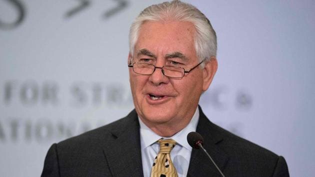 US Secretary of State Rex Tillerson speaks at the Centre for Strategic Studies (CSIS), Washington, DC, on "Defining Our Relationship with India for the Next Century", October 18(AFP)