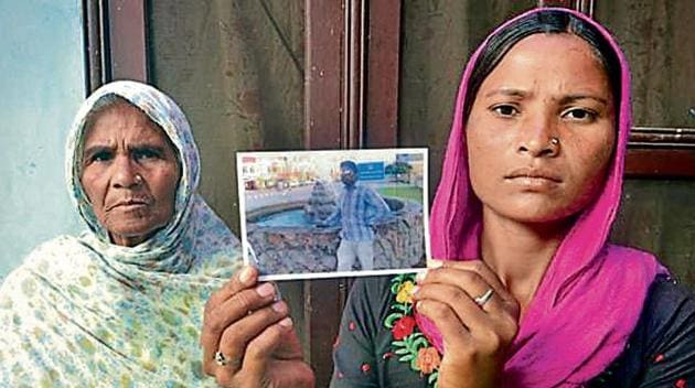 Sonu’s wife Seema (R) with mother-in-law Jeeto at Chawinda Devi village in Amritsar district on Monday. (Sameer Sehgal/HT) Sonu’s wife Seema (R) with mother-in-law Jeeto at Chawinda Devi village in Amritsar district on Monday. (Sameer Sehgal/HT)