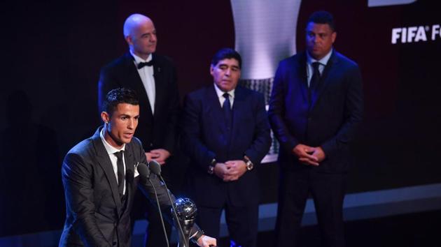 The ceremony was also attended by greats like Diego Maradona and Ronaldo. (AFP)