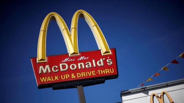The logo of Dow Jones Industrial Average stock market index listed company McDonald's (MCD) is seen in Los Angeles, California. (Reuters File Photo)