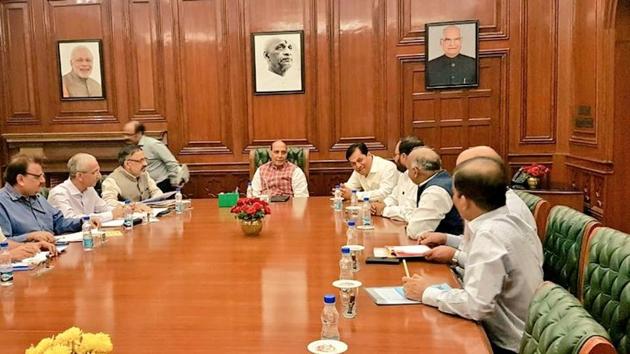 Assam chief minister Sarbananda Sonowal meets Union home minister Rajnath Singh in New Delhi on Wednesday. (Photo: Sarbananda Sonowal’s Twitter account) Assam chief minister Sarbananda Sonowal meets Union home minister Rajnath Singh in New Delhi on Wednesday. (Photo: Sarbananda Sonowal’s Twitter account)