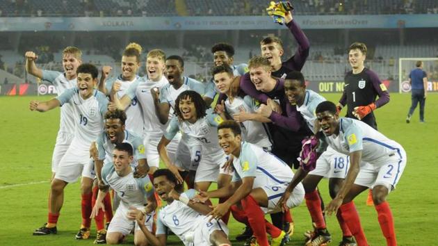 England defeated Brazil to reach the FIFA U-17 World Cup final. (SAMIR JANA/HT PHOTO) England defeated Brazil to reach the FIFA U-17 World Cup final. (SAMIR JANA/HT PHOTO)