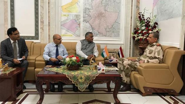 VK Singh during his meeting with General Othman al-Ghanmi, chief of staff of the Iraqi Army, in Baghdad. (Photo: VK Singh’s Twitter account)