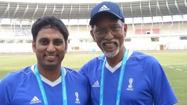 Based in Goa, Valmiki (L) and Lucas Cardoso were the only father-son duo among the volunteers for the FIFA U-17 World Cup (Valmiki Cardoso) Based in Goa, Valmiki (L) and Lucas Cardoso were the only father-son duo among the volunteers for the FIFA U-17 World Cup (Valmiki Cardoso)