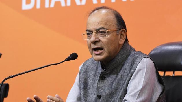 Finance minister Arun Jaitley addresses a press conference in New Delhi on Wednesday. (Mohd Zakir/HT Photo) Finance minister Arun Jaitley addresses a press conference in New Delhi on Wednesday. (Mohd Zakir/HT Photo)