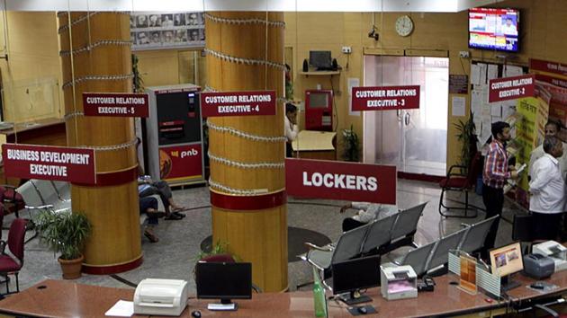 Insides of a Punjab National Bank branch in Mumbai.(HT File Photo)