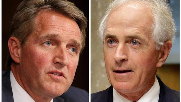 A combination photo of Republican senators Jeff Flake (left) of Arizona and Bob Corker of Tennessee.(Reuters) A combination photo of Republican senators Jeff Flake (left) of Arizona and Bob Corker of Tennessee.(Reuters)