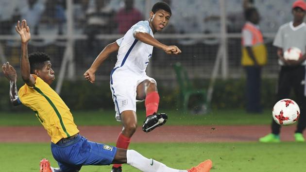 Rhian Brewster(L) of England scored his second consecutive hattrick of the tournament. (AFP) Rhian Brewster(L) of England scored his second consecutive hattrick of the tournament. (AFP)
