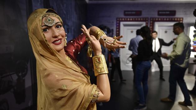 Another among the 50 wax figures in the museum is of Indian actress Madhubala. The total area of the museum is around 20,000sq feet which covers the first and the second floor of the Regal building. (Raj K Raj / HT PHOTO)