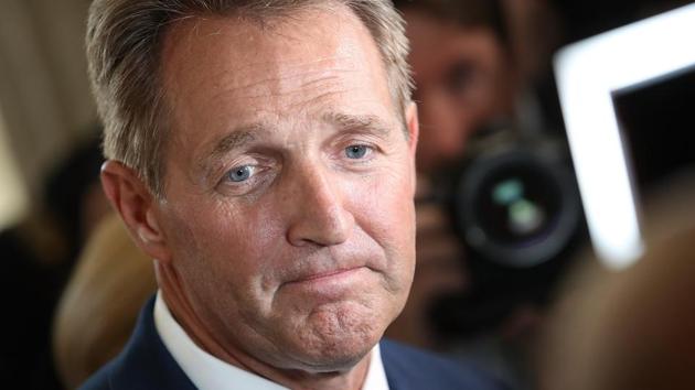 Senator Jeff Flake speaks to reporters on Capitol Hill after announcing he will not seek re-election October 24 in Washington, DC. (AFP Photo) Senator Jeff Flake speaks to reporters on Capitol Hill after announcing he will not seek re-election October 24 in Washington, DC. (AFP Photo)
