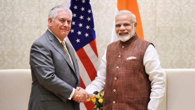 US secretary of state Rex Tillerson meets Prime Minister Narendra Modi in New Delhi on Wednesday. (PTI) US secretary of state Rex Tillerson meets Prime Minister Narendra Modi in New Delhi on Wednesday. (PTI)