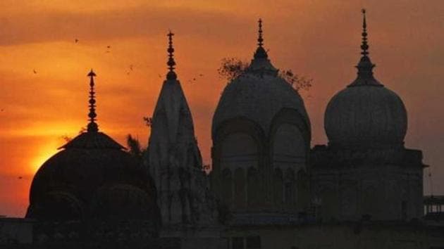 Birds fly at sunset over a temple in Ayodhya. (AP File Photo) Birds fly at sunset over a temple in Ayodhya. (AP File Photo)