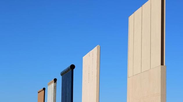 The top of five of U.S. President Donald Trump's eight border wall prototypes are shown near completion along U.S.- Mexico border near San Diego, California, U.S.on October 23, 2017. (Mike Blake / REUTERS)