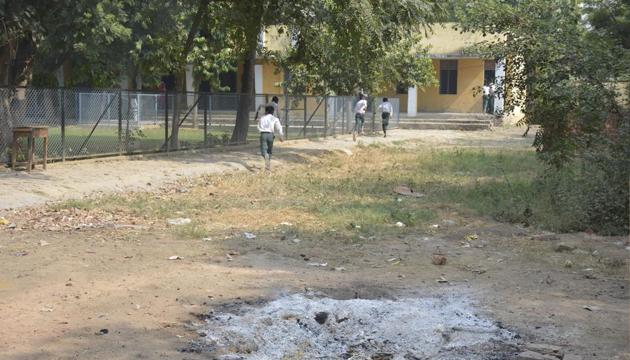 A Jain muni was cremated inside the premises of the Jainmati Ujagarmal School on Thursday evening. (Sakib Ali /Hindustan Times) A Jain muni was cremated inside the premises of the Jainmati Ujagarmal School on Thursday evening. (Sakib Ali /Hindustan Times)
