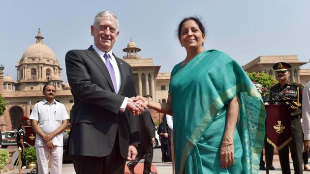 Defence Minister Nirmala Sitharaman with US defence secretary Jim Mattis in New Delhi earlier this month. (PTI File) Defence Minister Nirmala Sitharaman with US defence secretary Jim Mattis in New Delhi earlier this month. (PTI File)